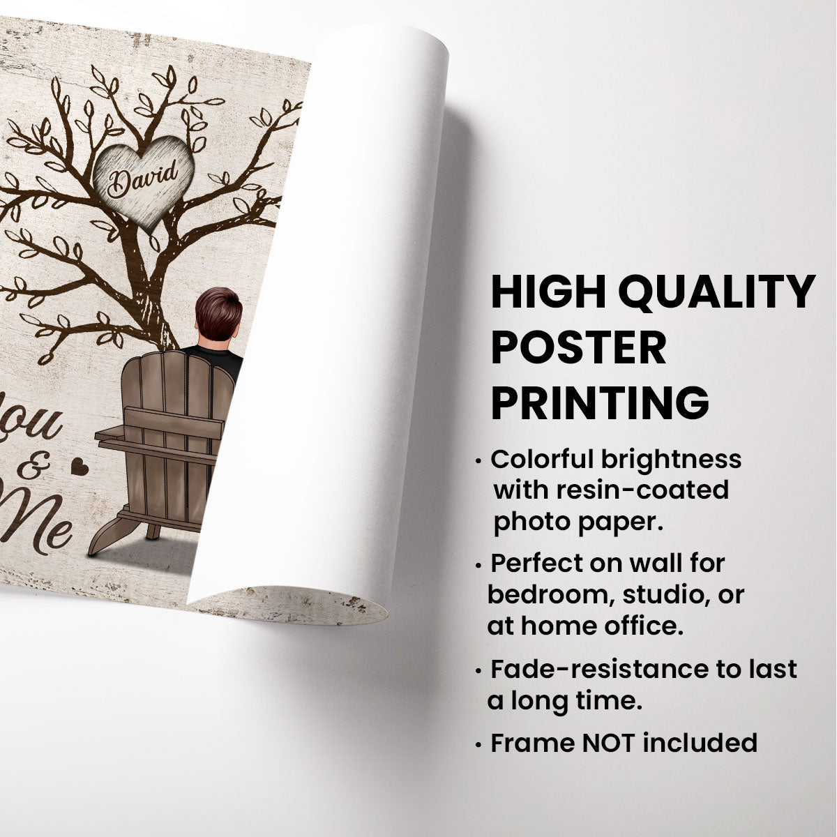 Favorite Place Is Next To You Couple Back View Under Heart Tree Personalized Poster