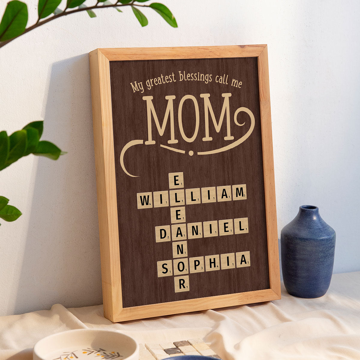 My Greatest Blessings Call Me Mom Grandma Personalized Poster, Crossword Puzzle Art, Gift for Mom Grandma