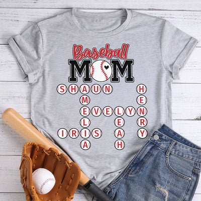 Baseball Mom Grandma Crossword Puzzle Art Personalized Shirt