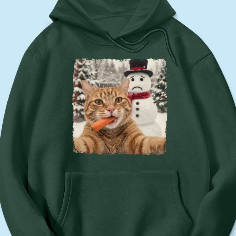 Funny Dog Cat Steal the Snowman's Snow - Personalized Shirt - Christmas Gift for Dog Cat Lovers