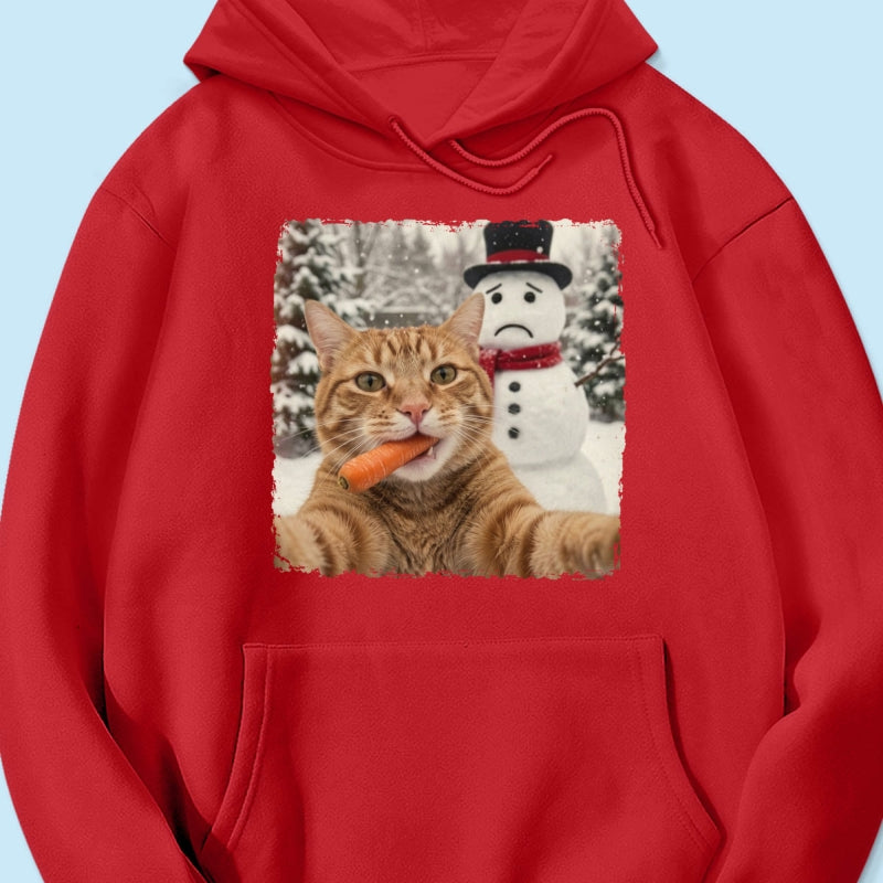 Funny Dog Cat Steal the Snowman's Snow - Personalized Shirt - Christmas Gift for Dog Cat Lovers