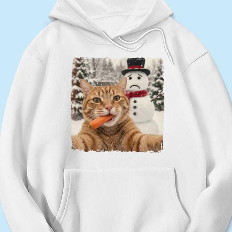 Funny Dog Cat Steal the Snowman's Snow - Personalized Shirt - Christmas Gift for Dog Cat Lovers