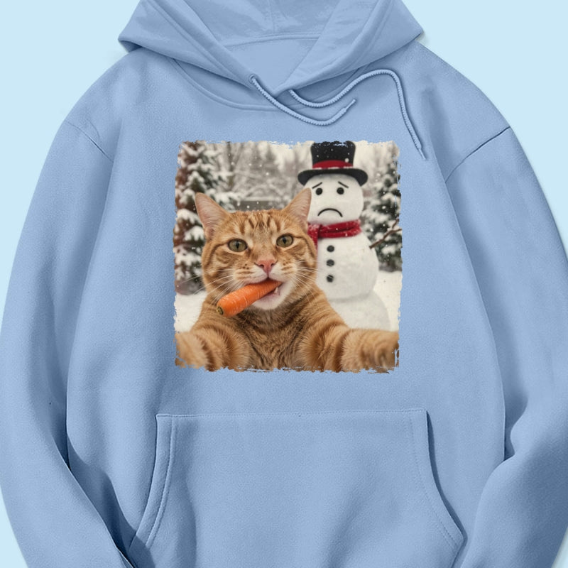 Funny Dog Cat Steal the Snowman's Snow - Personalized Shirt - Christmas Gift for Dog Cat Lovers