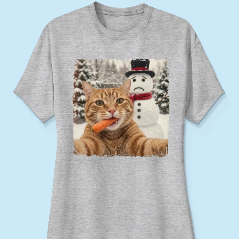 Funny Dog Cat Steal the Snowman's Snow - Personalized Shirt - Christmas Gift for Dog Cat Lovers