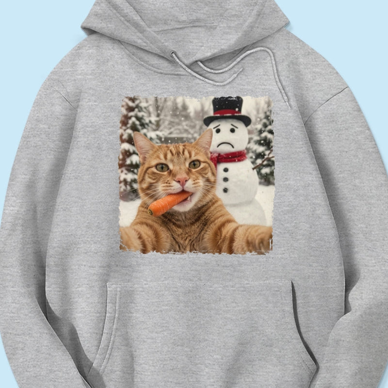 Funny Dog Cat Steal the Snowman's Snow - Personalized Shirt - Christmas Gift for Dog Cat Lovers