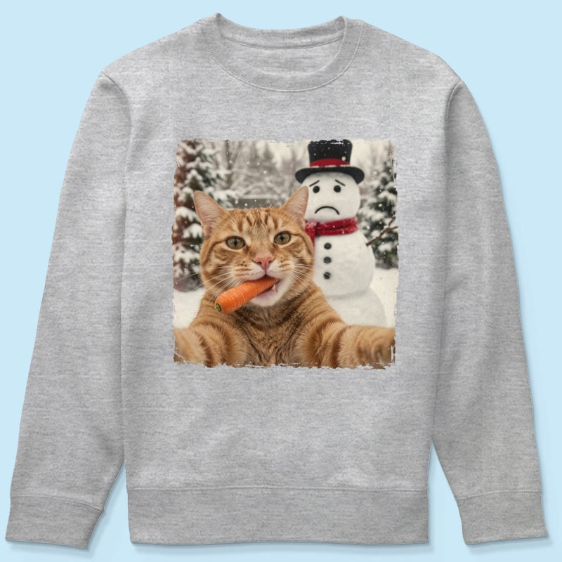 Funny Dog Cat Steal the Snowman's Snow - Personalized Shirt - Christmas Gift for Dog Cat Lovers