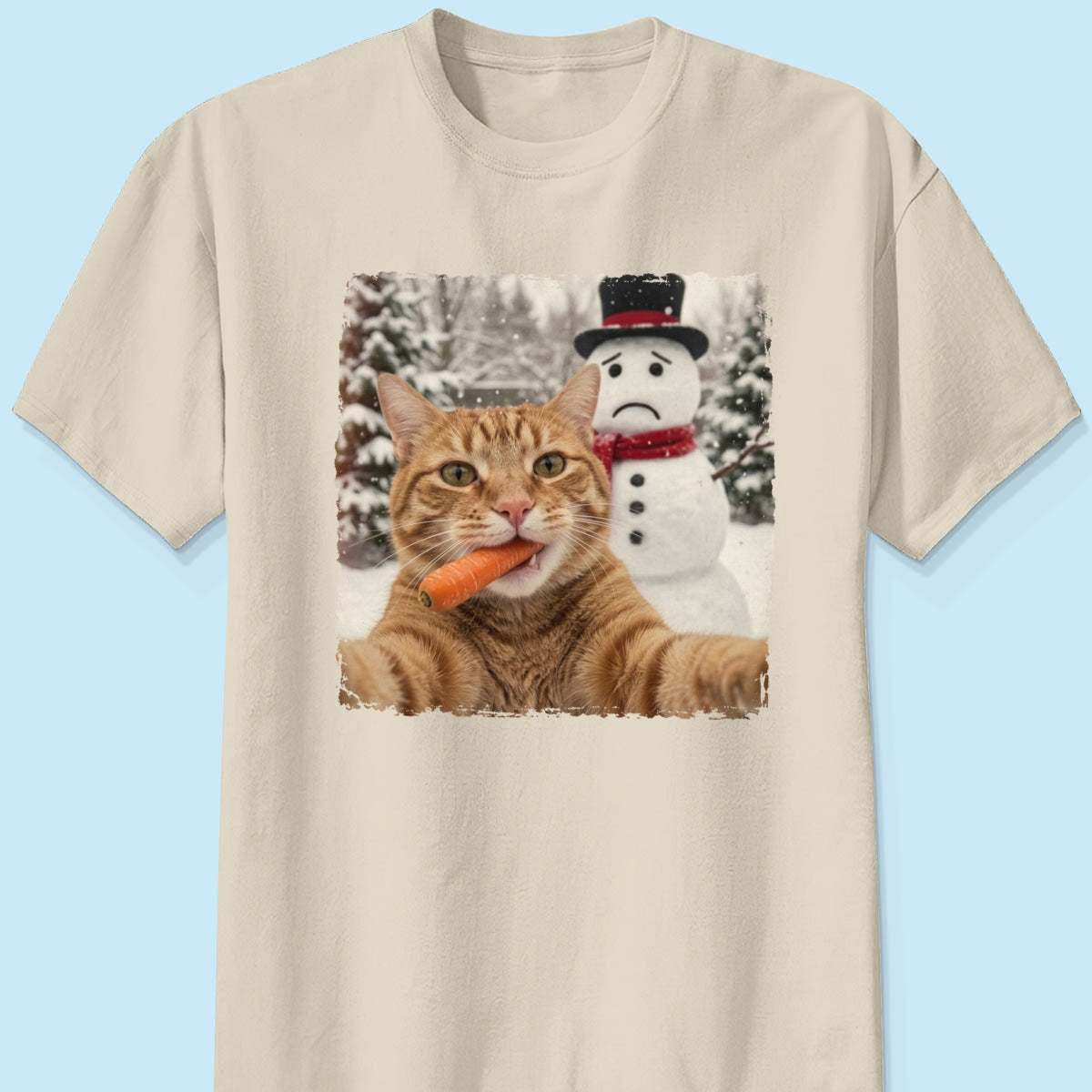 Funny Dog Cat Steal the Snowman's Snow - Personalized Shirt - Christmas Gift for Dog Cat Lovers