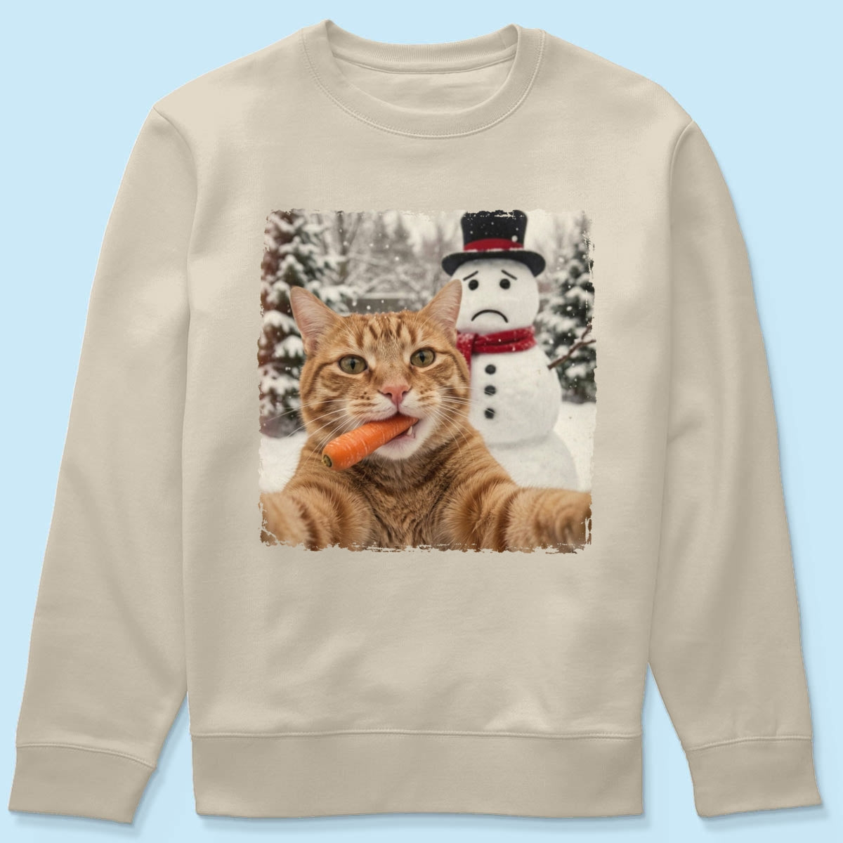 Funny Dog Cat Steal the Snowman's Snow - Personalized Shirt - Christmas Gift for Dog Cat Lovers