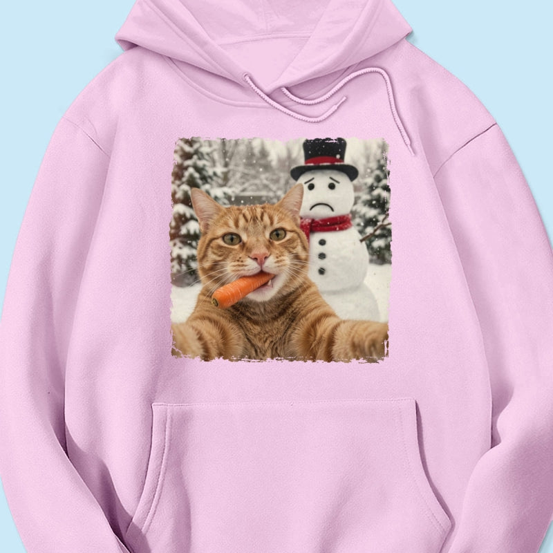 Funny Dog Cat Steal the Snowman's Snow - Personalized Shirt - Christmas Gift for Dog Cat Lovers
