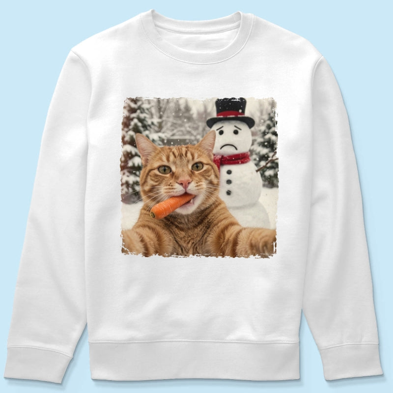 Funny Dog Cat Steal the Snowman's Snow - Personalized Shirt - Christmas Gift for Dog Cat Lovers