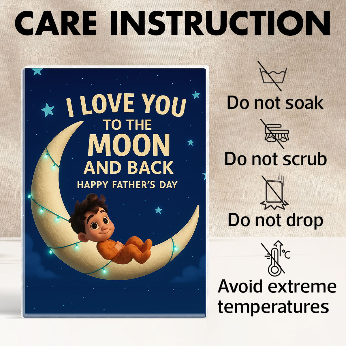 I Love You to the Moon and Back Personalized Acrylic Block Plaque, Father's Day Gift for Dad