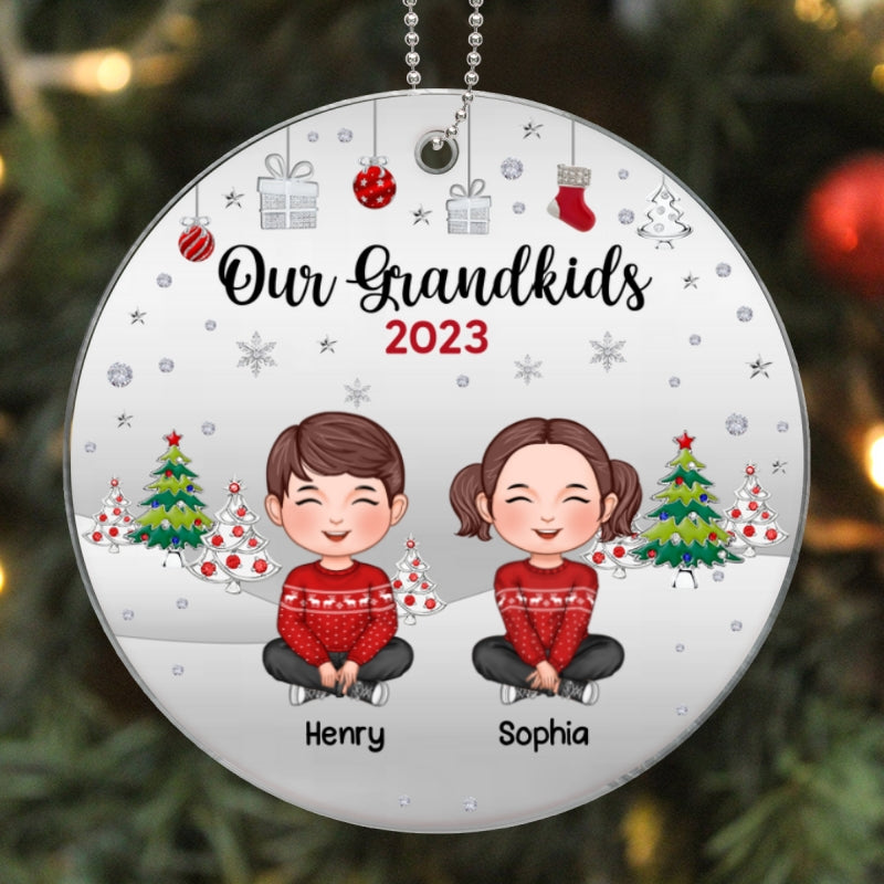 Our Grandkids Metal Snow Personalized Acrylic Ornament