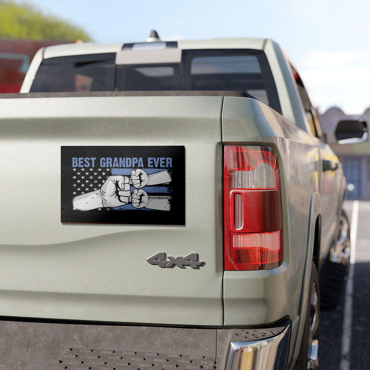 Grandpa Fist Bump Nation Flag Personalized Car Magnet, Gift For Grandpa