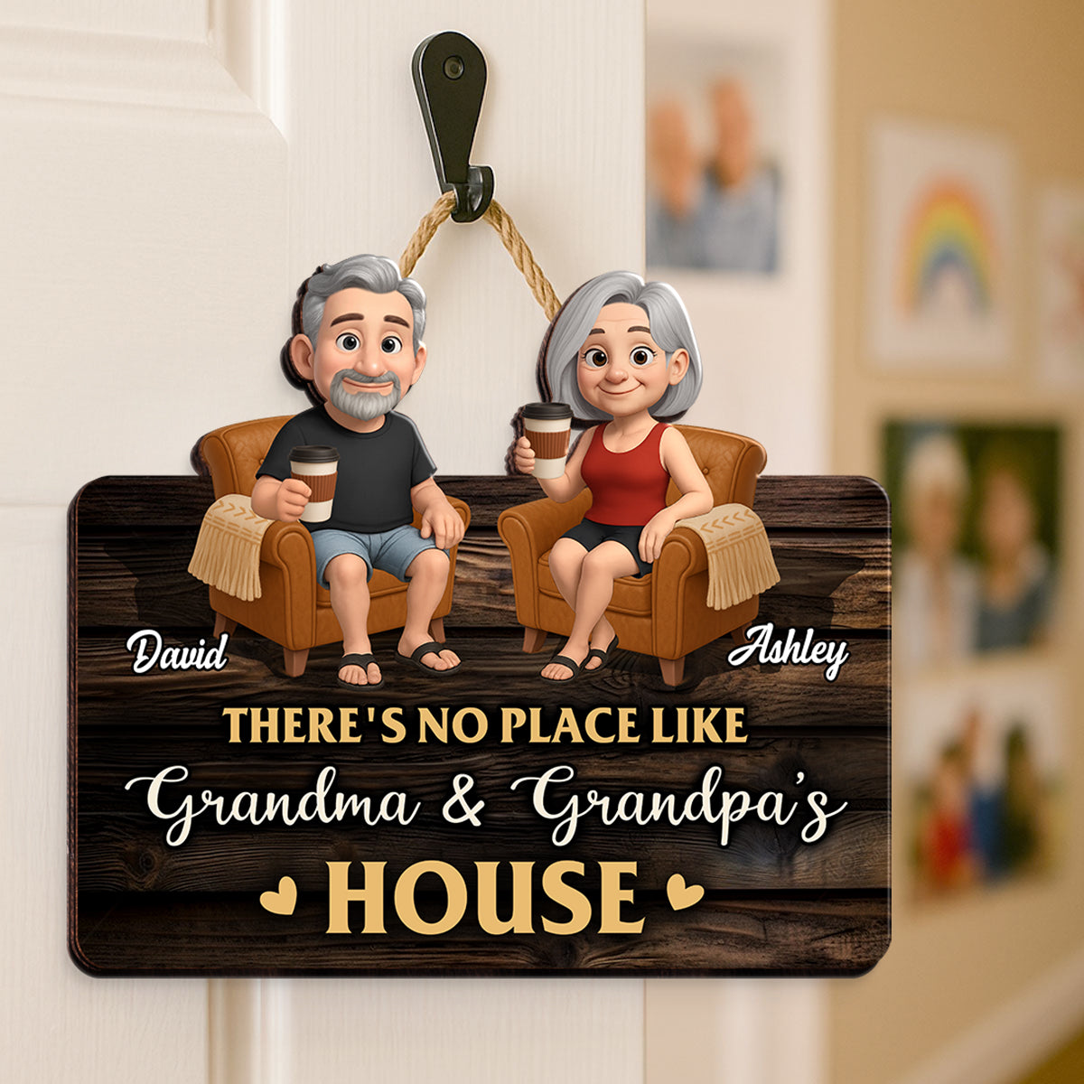 Welcome To Grandma Grandpa House Personalized Wood Sign