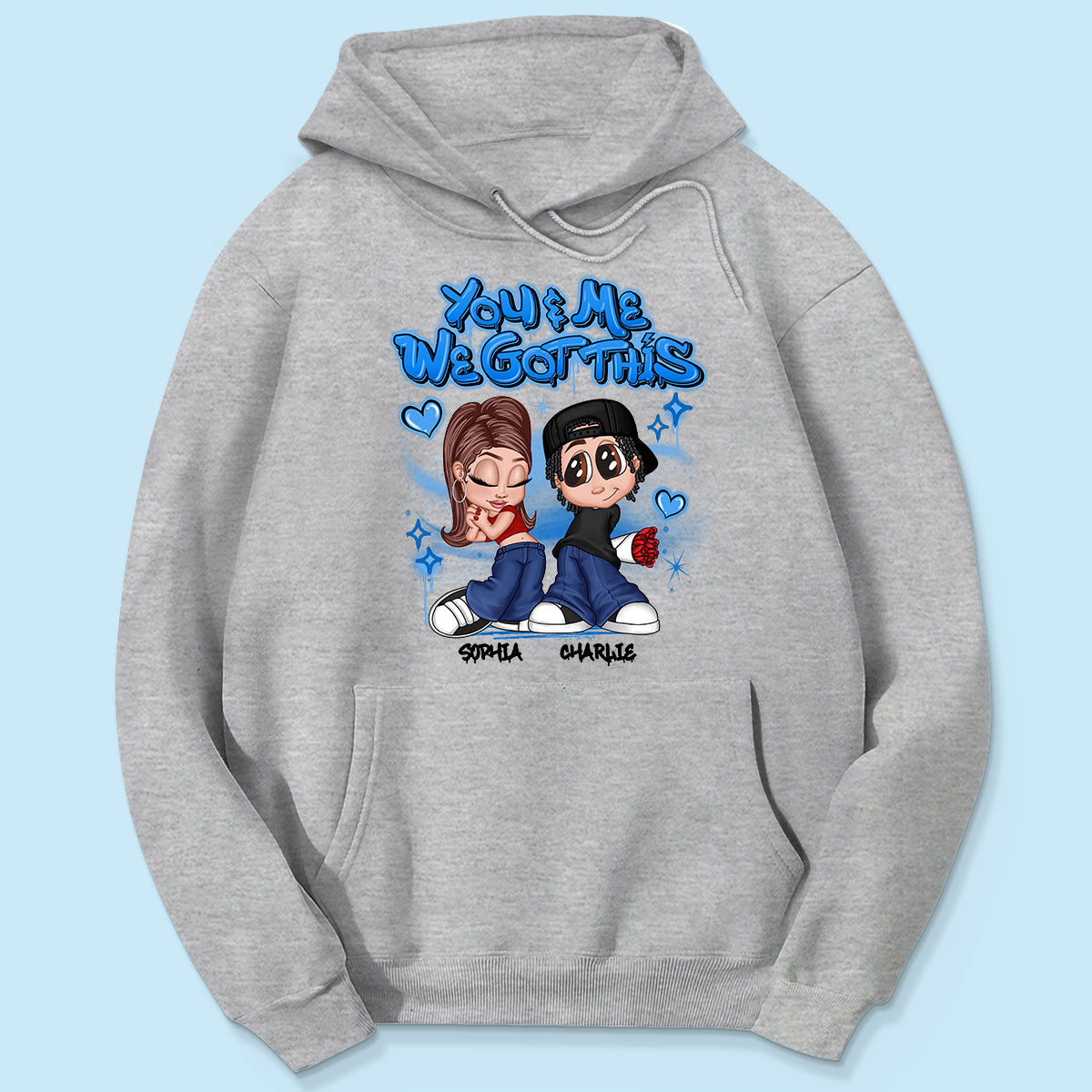 Y2K Couple Airbrushed - Personalized Shirt - Unique Valentine's Day Gift For Him, Gift For Her