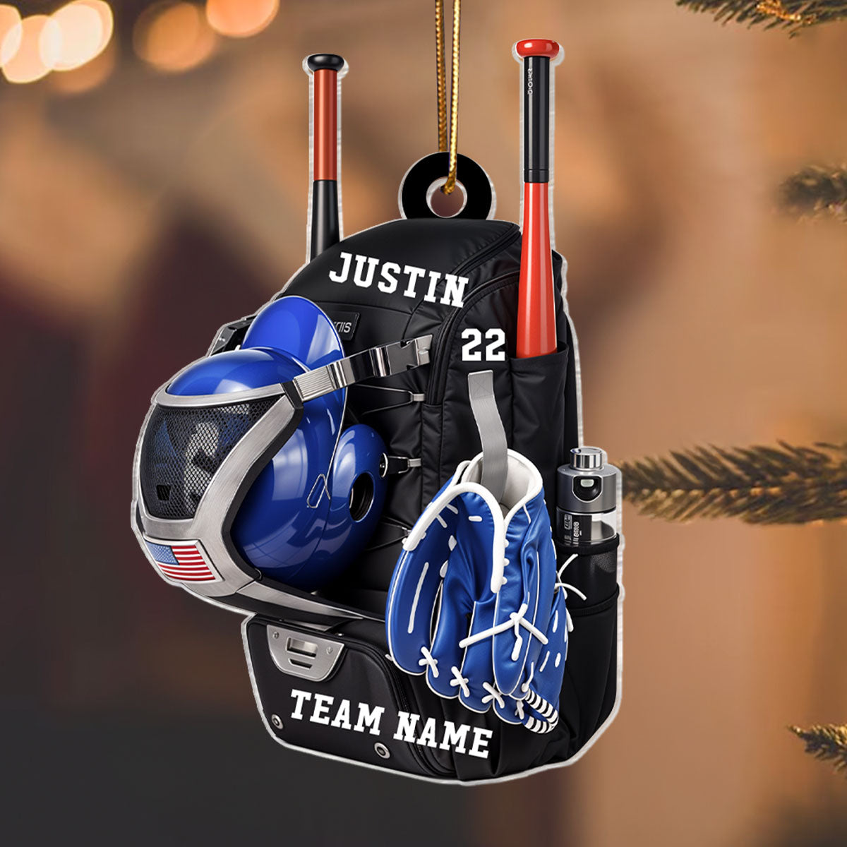 Personalized Baseball Softball Bag Personalized Acrylic Christmas Ornament, Baseball Player Name and Number, Custom Baseball Team Gifts