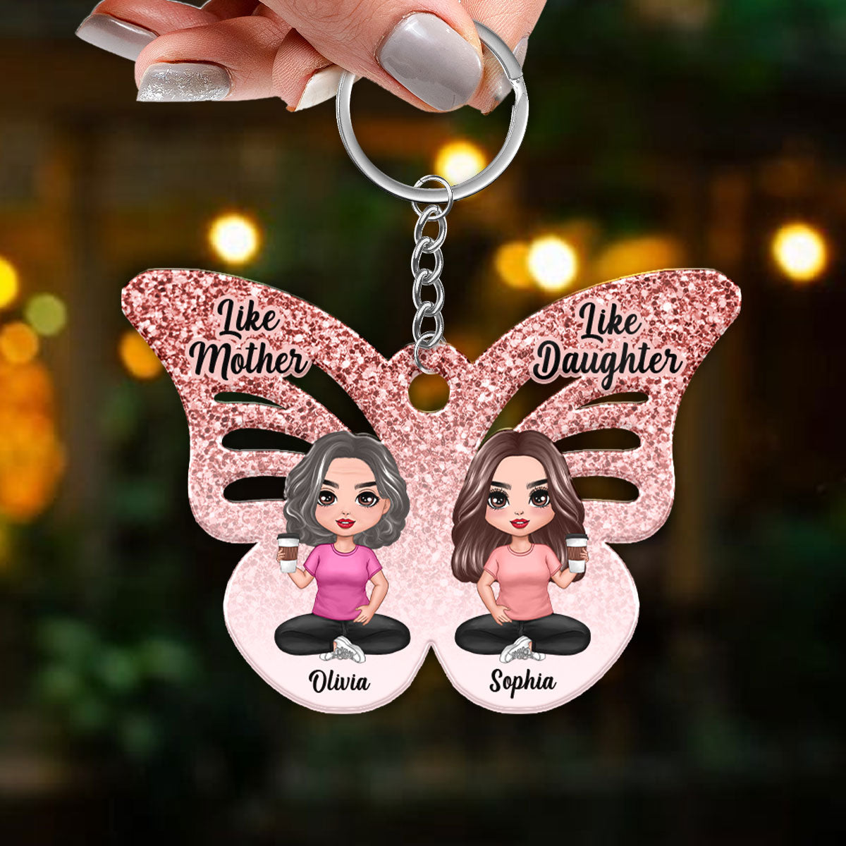 Like Mother Like Daughter Butterfly Personalized Acrylic Keychain