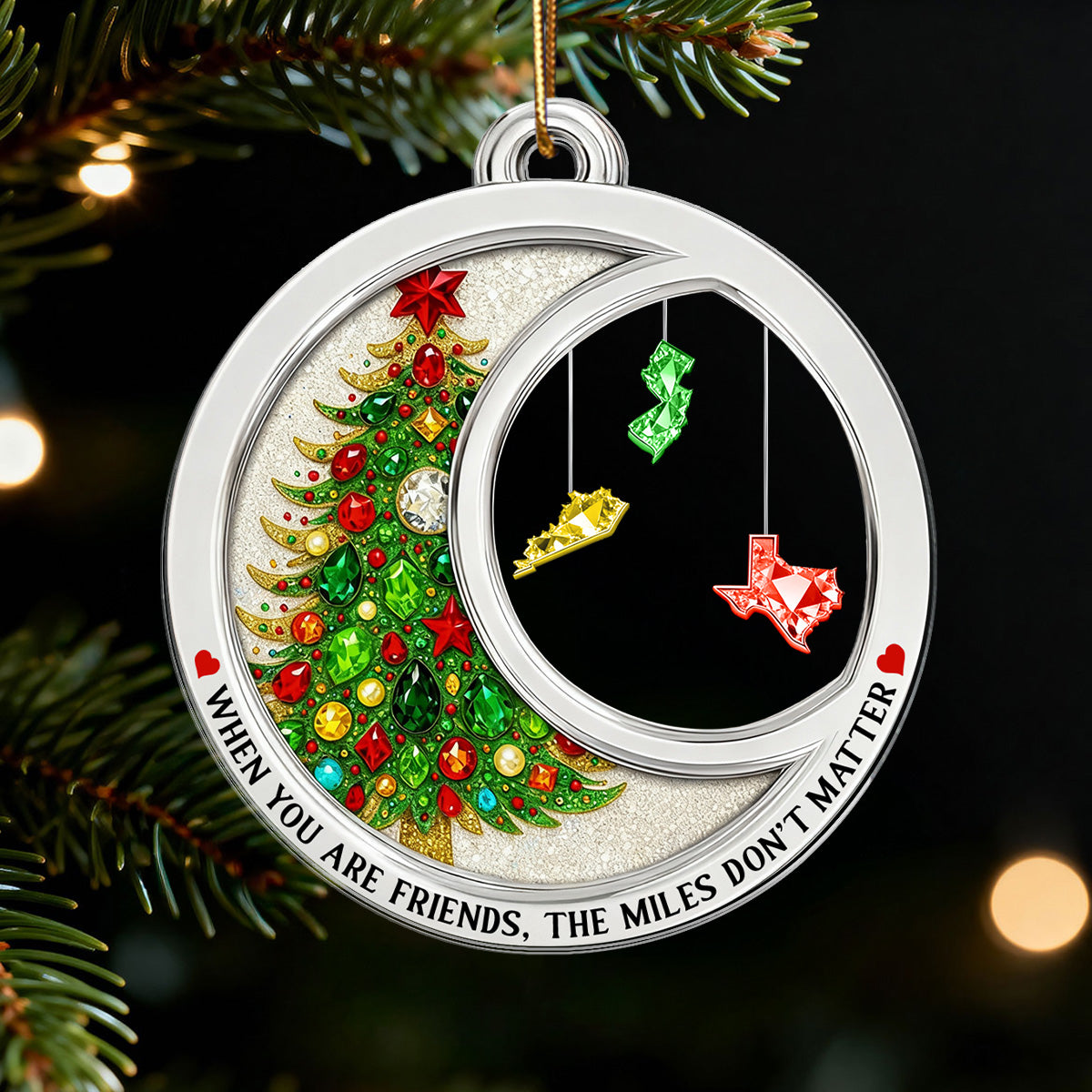 2D Flat Crystal Effect The Miles Don't Matter - Personalized Acrylic Ornament - Long Distance Gift For Besties, Family, Siblings