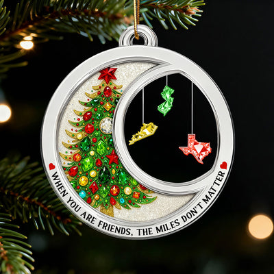 2D Flat Crystal Effect The Miles Don't Matter - Personalized Acrylic Ornament - Long Distance Gift For Besties, Family, Siblings