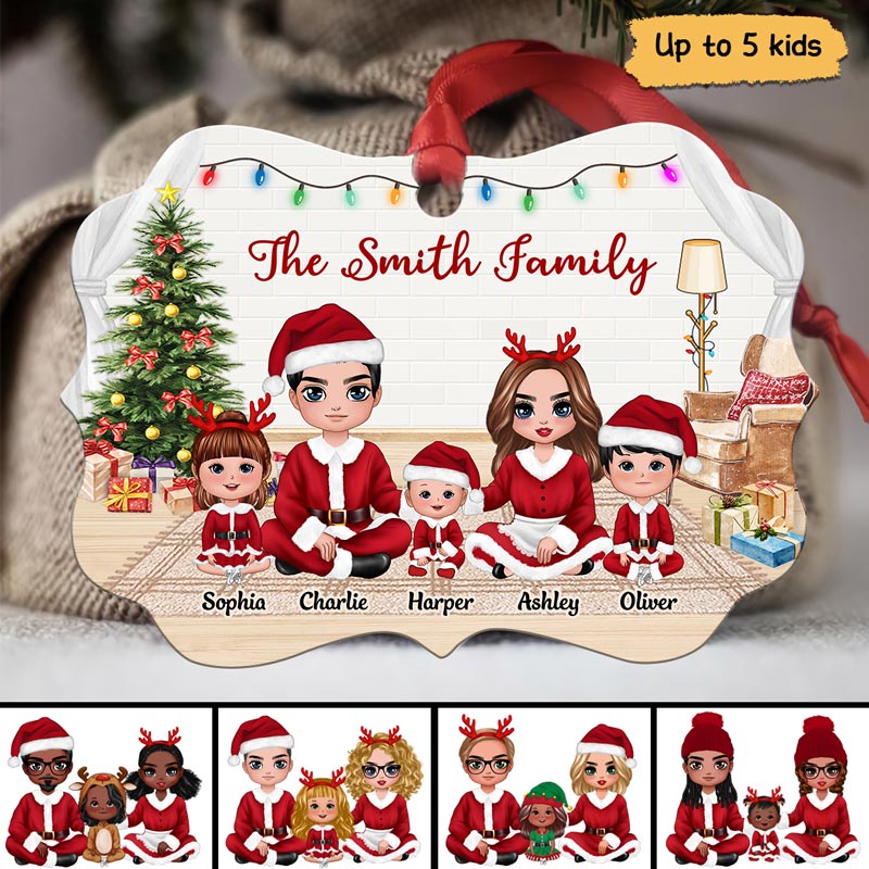 Family Christmas Costume Sitting In House Personalized Christmas Ornament