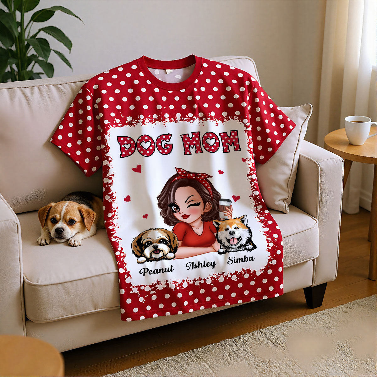 Polka Dot Dog Mom Personalized 3D Shirt