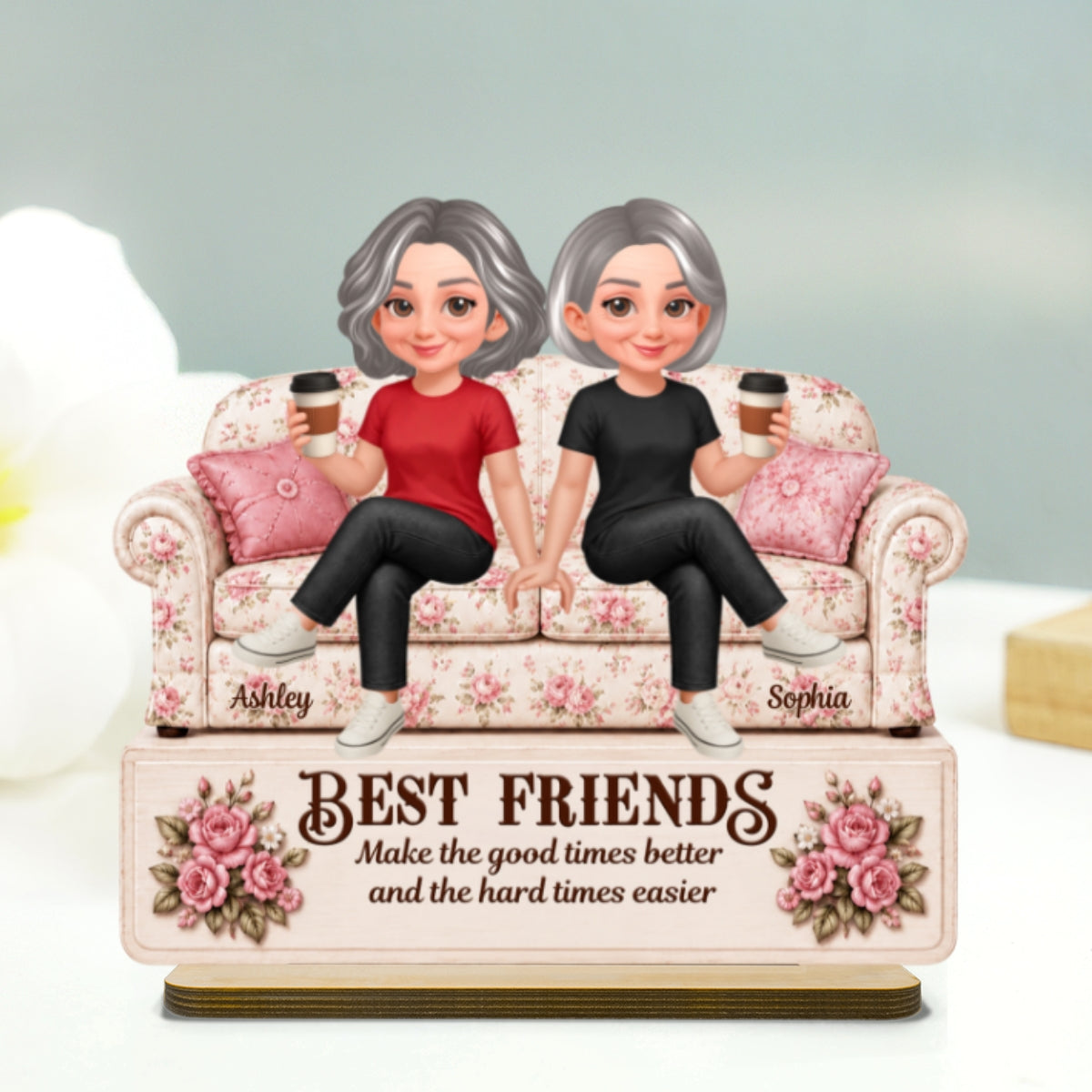 Besties Forever Best Memories Together - Personalized 2-Layered Wooden Plaque - Birthday Gift, Gift For Best Friends