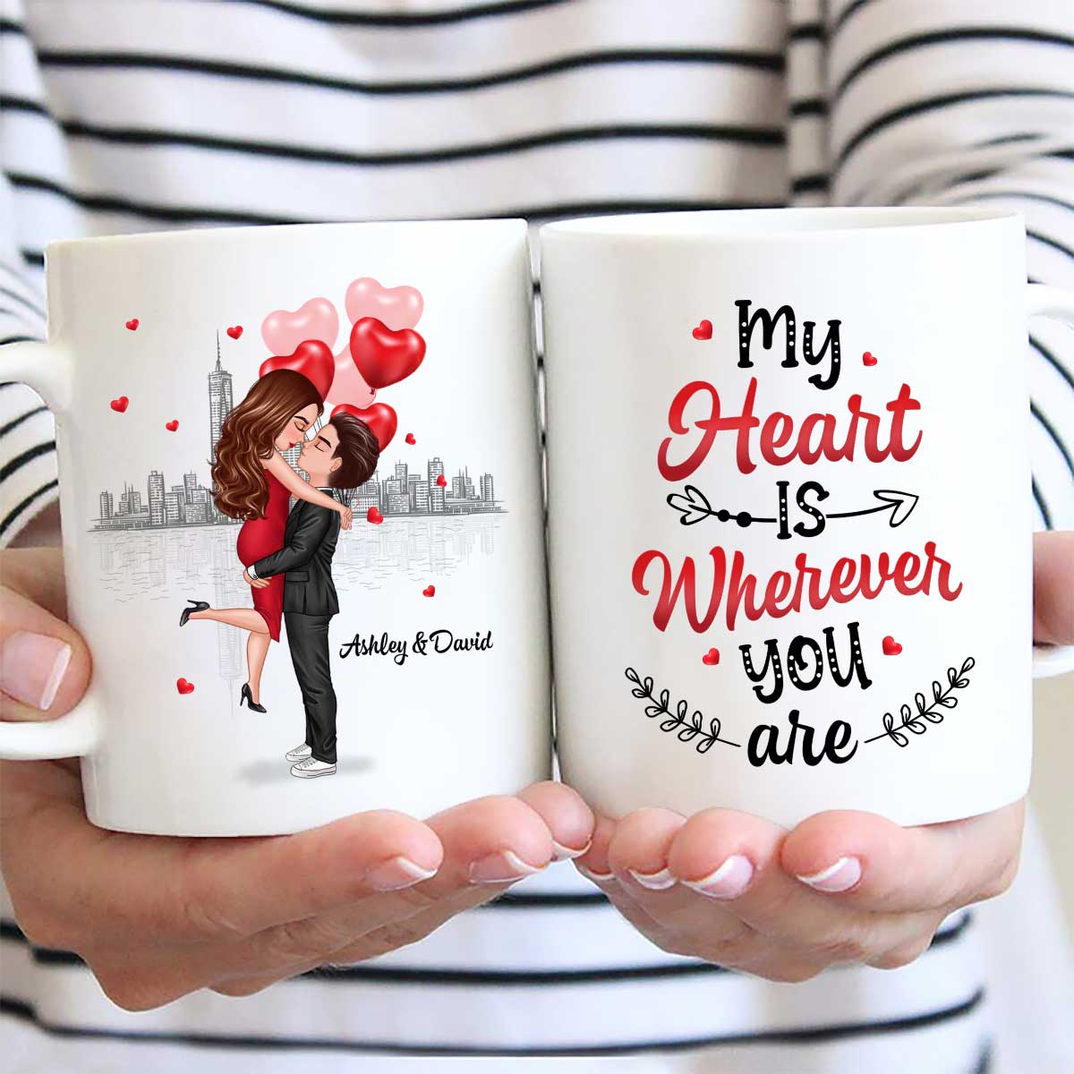 My Heart Is Where You Are Couple Valentine‘s Day Gift For Him For Her Personalized Mug
