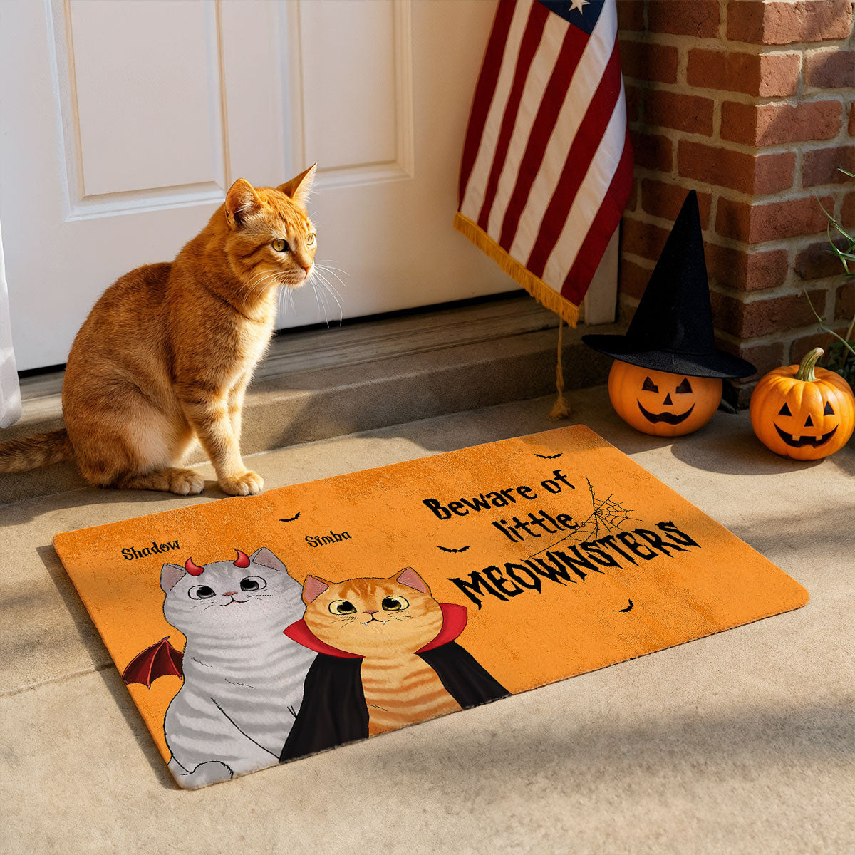 Peeking Halloween Cats Spooky Vibe Personalized Doormat