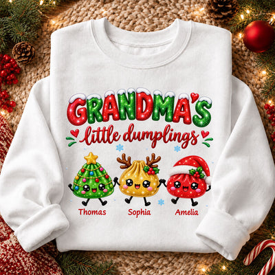 Grandma's Little Dumplings - Personalized Shirt - Trendy Christmas Tee for Grandmas, Gift for Mom, Grandma