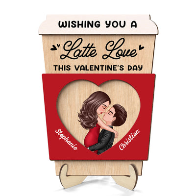 Wishing You A Latte Love  Gift For Him Gift For Her Personalized 2-layer Wooden Plaque