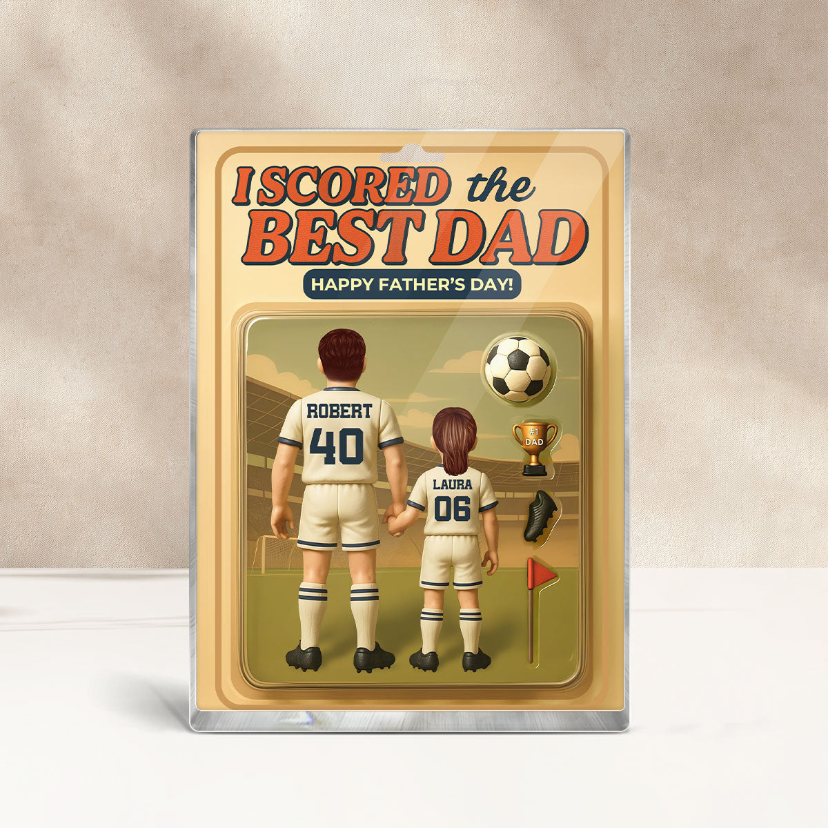 I Scored The Best Dad Soccer Custom Figure Personalized Acrylic Block Plaque, Father's Day Gift for Dad, Gift for Husband