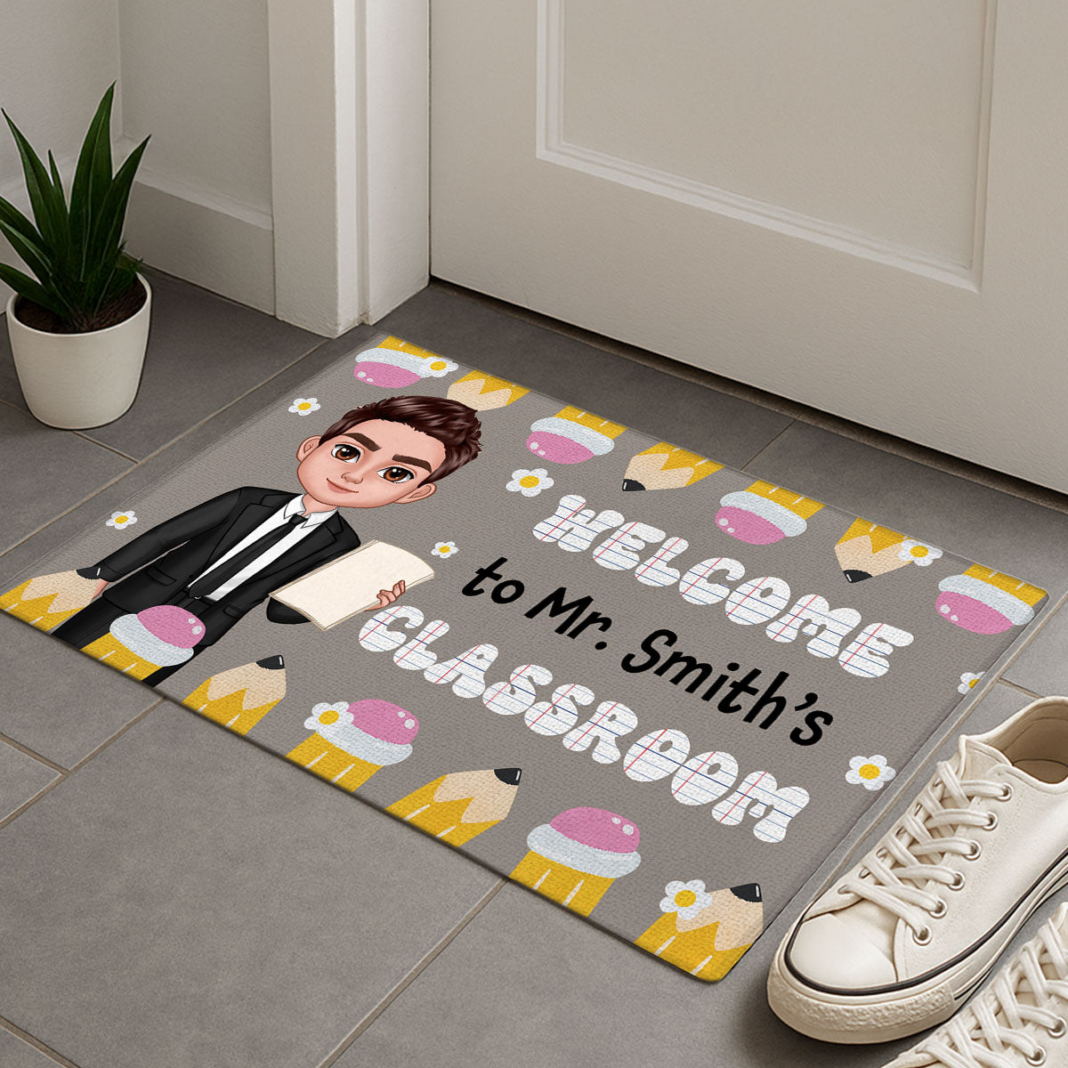Classroom Decoration Welcome To Teacher Classroom Pencil Personalized Doormat