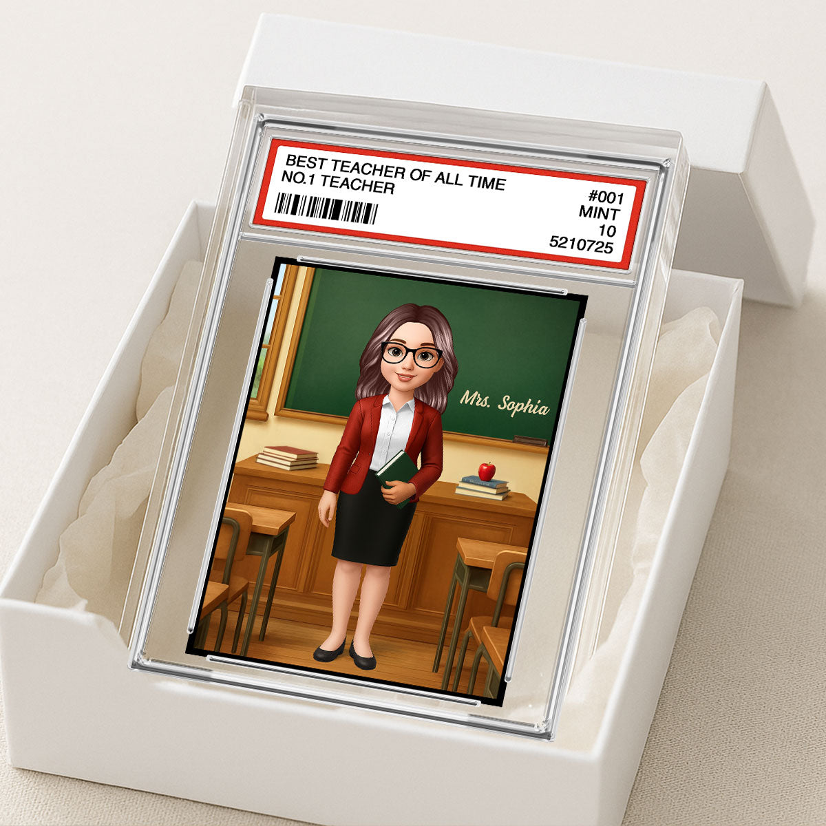 3D Effect Teacher Trading Card Style Personalized Acrylic Block Plaque