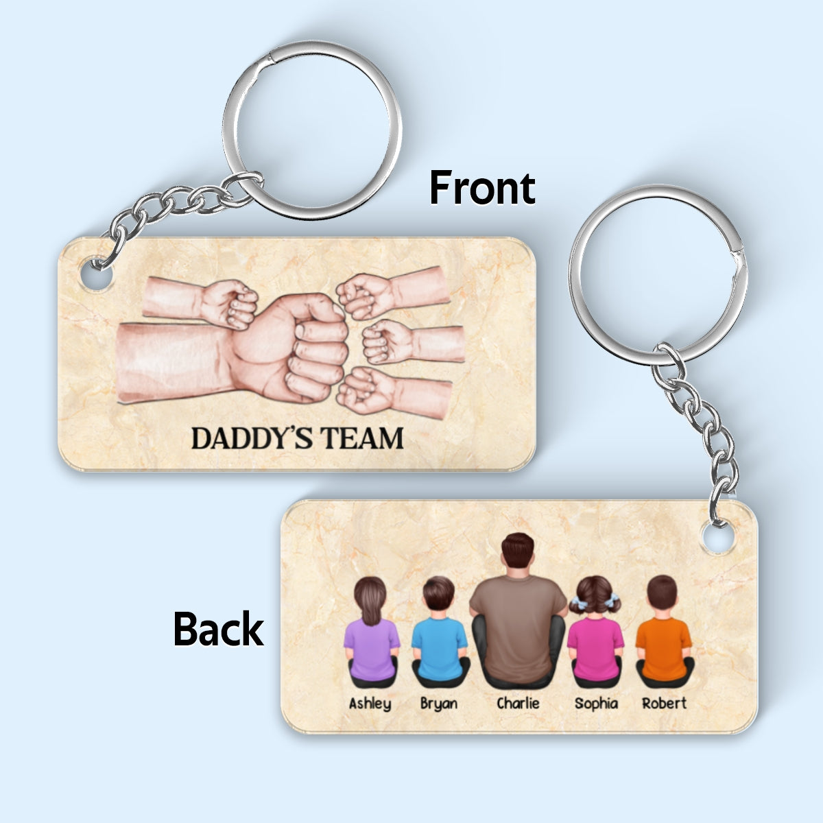 Dad Grandpa Man Kids Fist Bump Personalized Acrylic Keychain