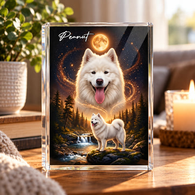 Dog Howling to the Moon - Personalized Acrylic Block Plaque - Gift for Dog, Cat Lovers, Pet Memorial Gift