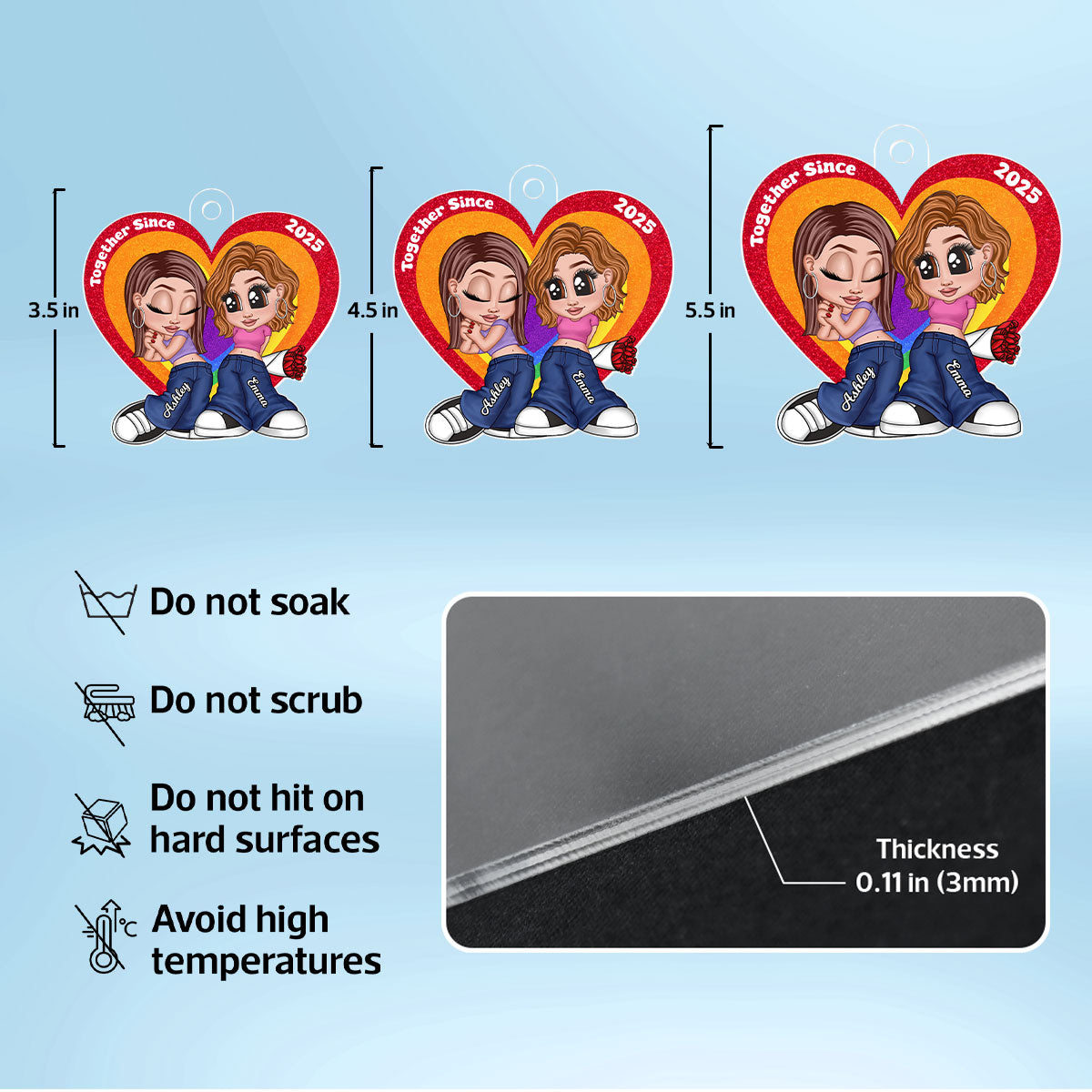 Y2K Style LGBT Couple Car Accessories Personalized Car Hanger Ornament