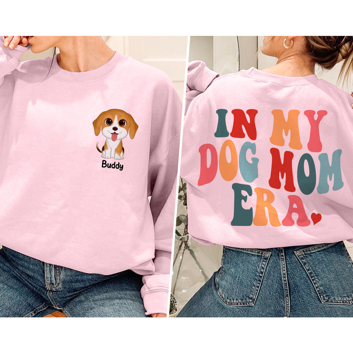 In My Dog Mom Era Cute Dogs Personalized Double Sided Sweatshirt