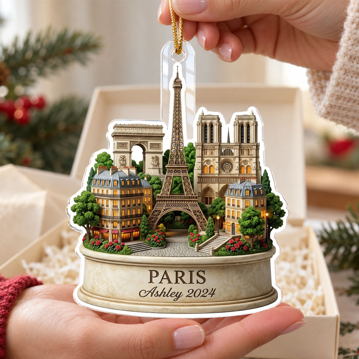 Custom City Travel Vacation - Personalized Acrylic Ornament - Traveling Destination Keepsake, Christmas Gift For Traveling Lovers