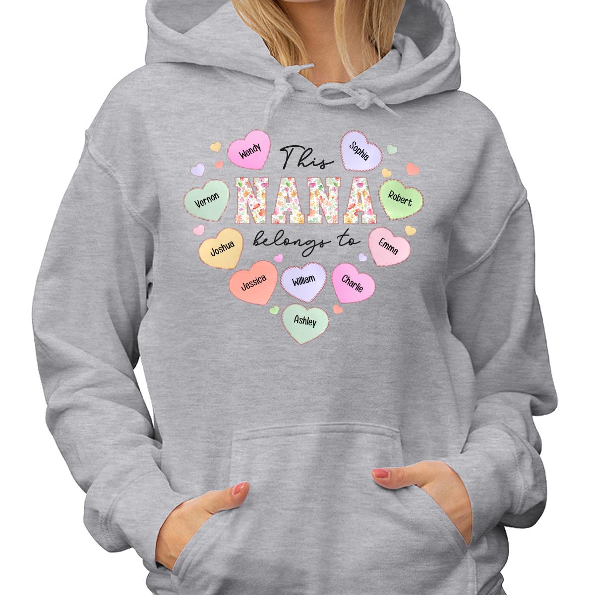 This Grandma Mom Belongs To Heart Shape Personalized Shirt