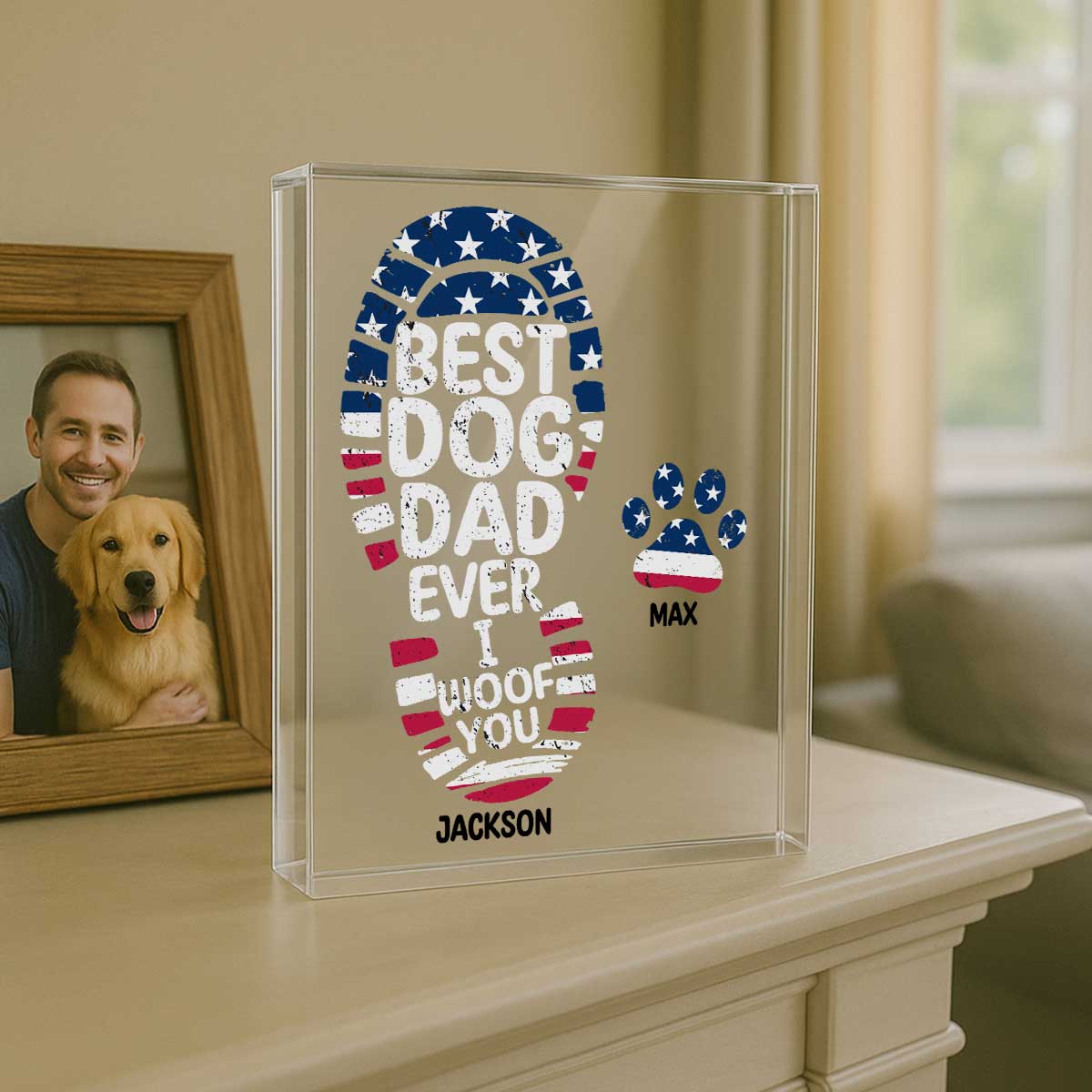 Best Dog Dad Ever We Woof You Personalized Acrylic Block Plaque, Father's Day Gift for Dog Dads