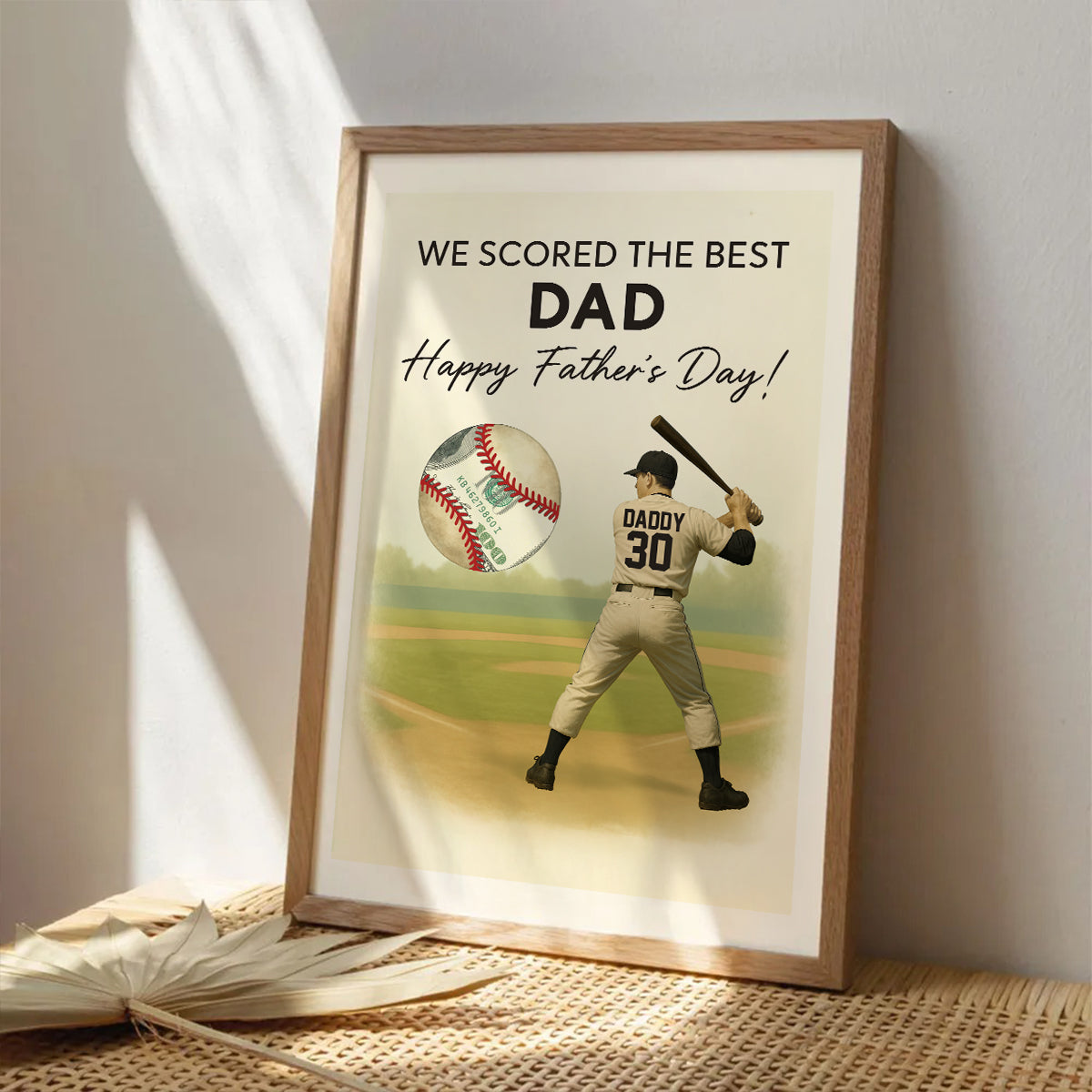 Baseball Dad Happy Father's Day Money Gift Personalized Poster, Gift for Dad, Gift for Husband