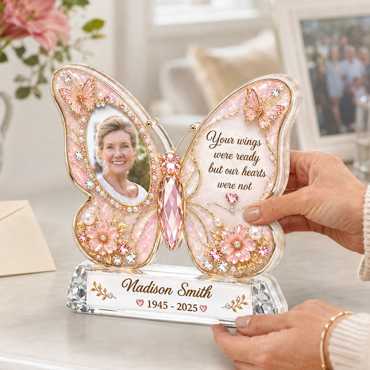 Memorial Butterfly Custom Photo - Personalized Acrylic Block Plaque - Heartfelt Sympathy Gift for Loved Ones