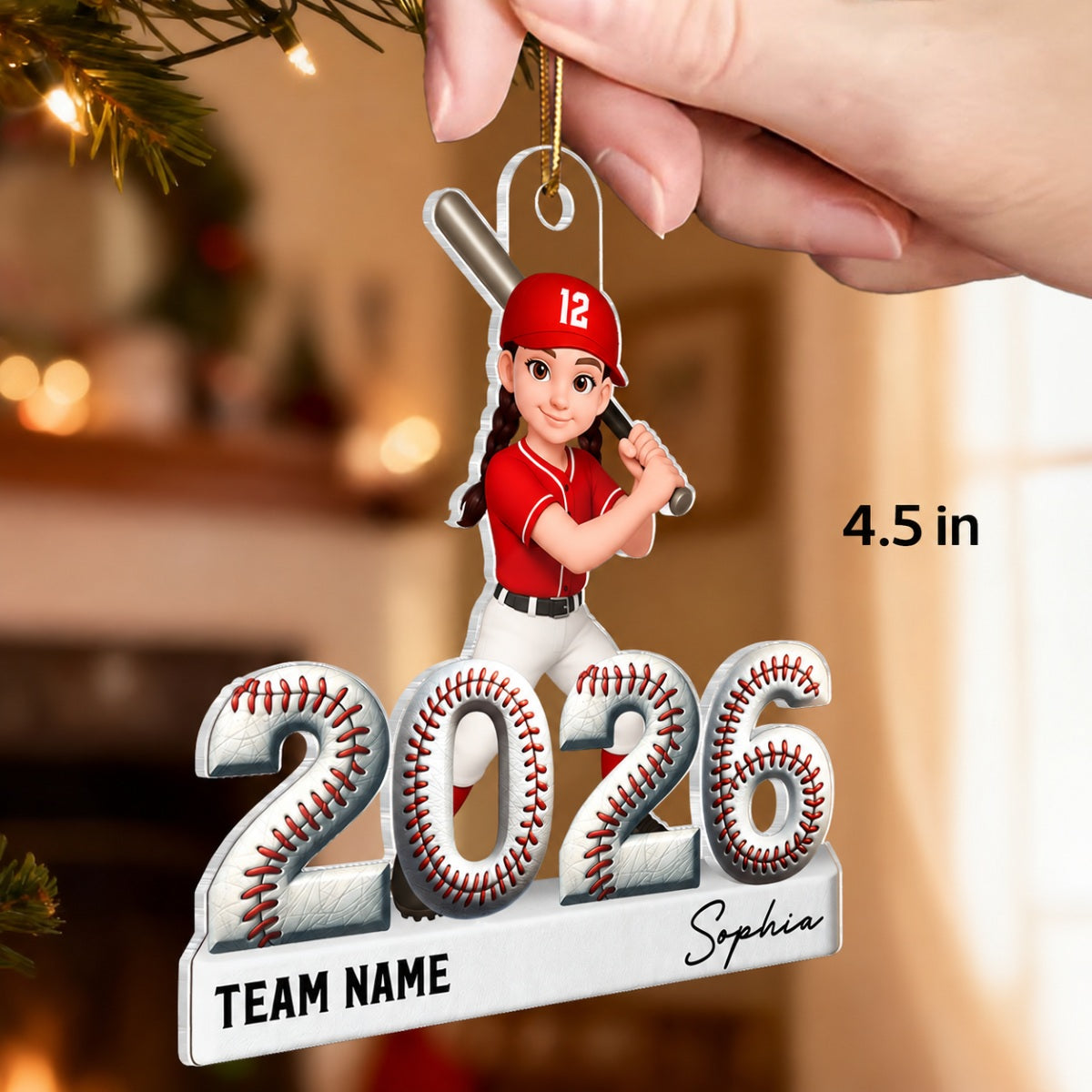 Proud Baseball Player With Year 3D Effect - Personalized Acrylic Ornament - Gift For Teenage, Kids