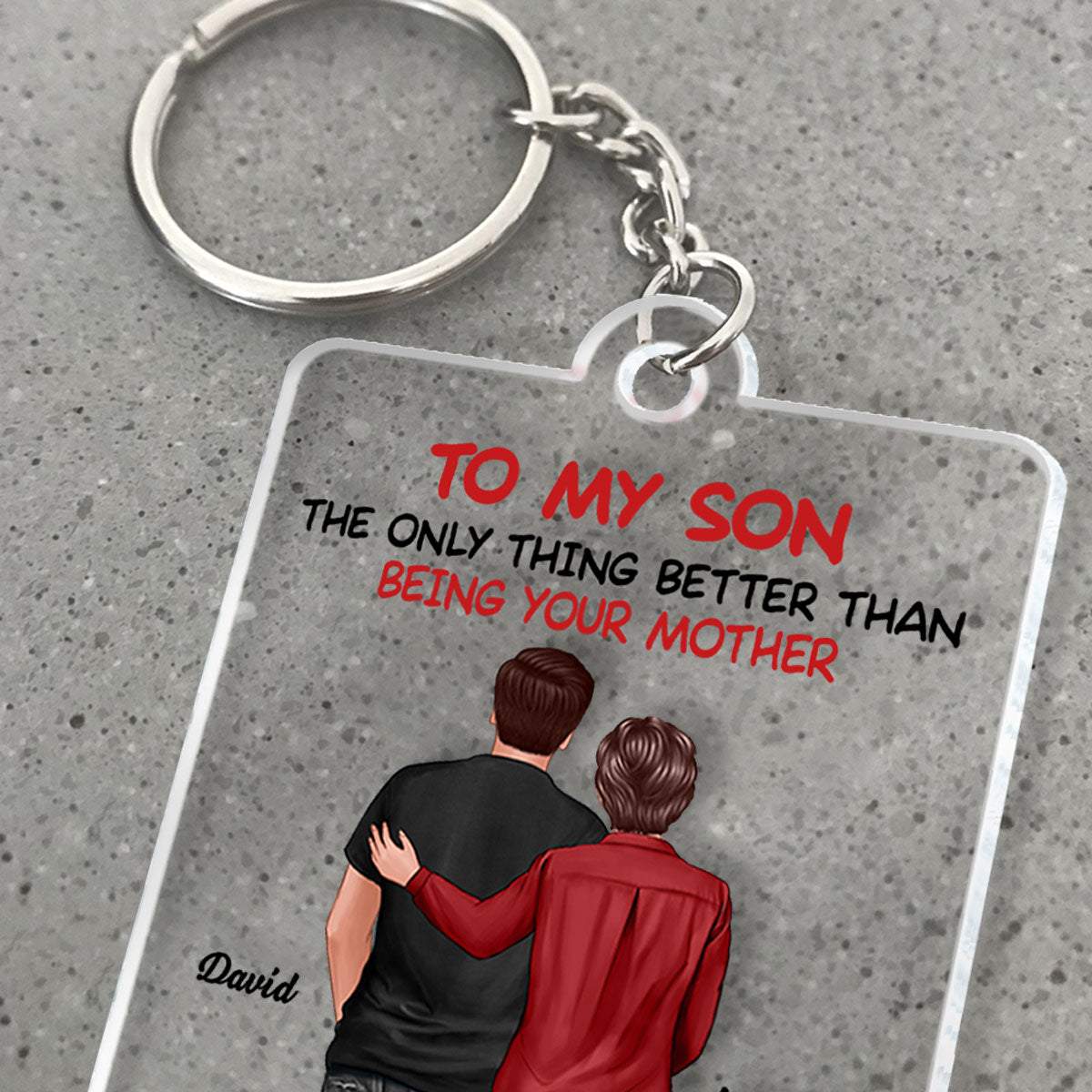 To My Son From Mom Happy Father‘s Day Back View Personalized Acrylic Keychain