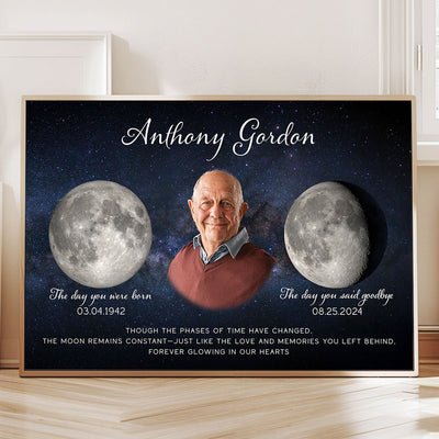 Memorial Keepsake Lost Loved One Custom Photo Moon Phase Art Sympathy Gift Personalized Poster