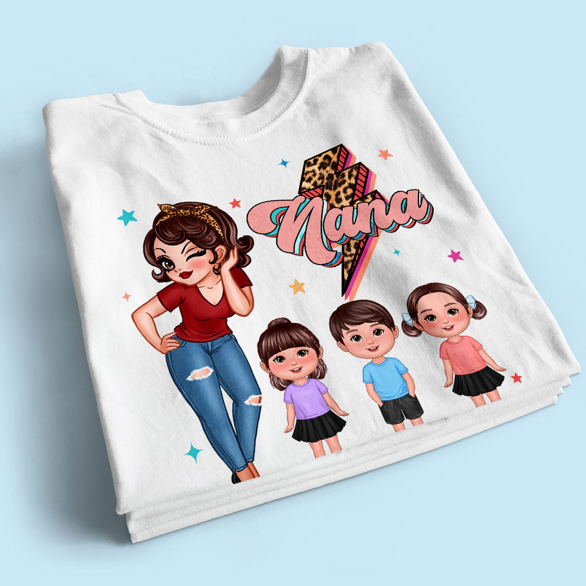Grandma Retro Leopard Lightning Personalized Shirt