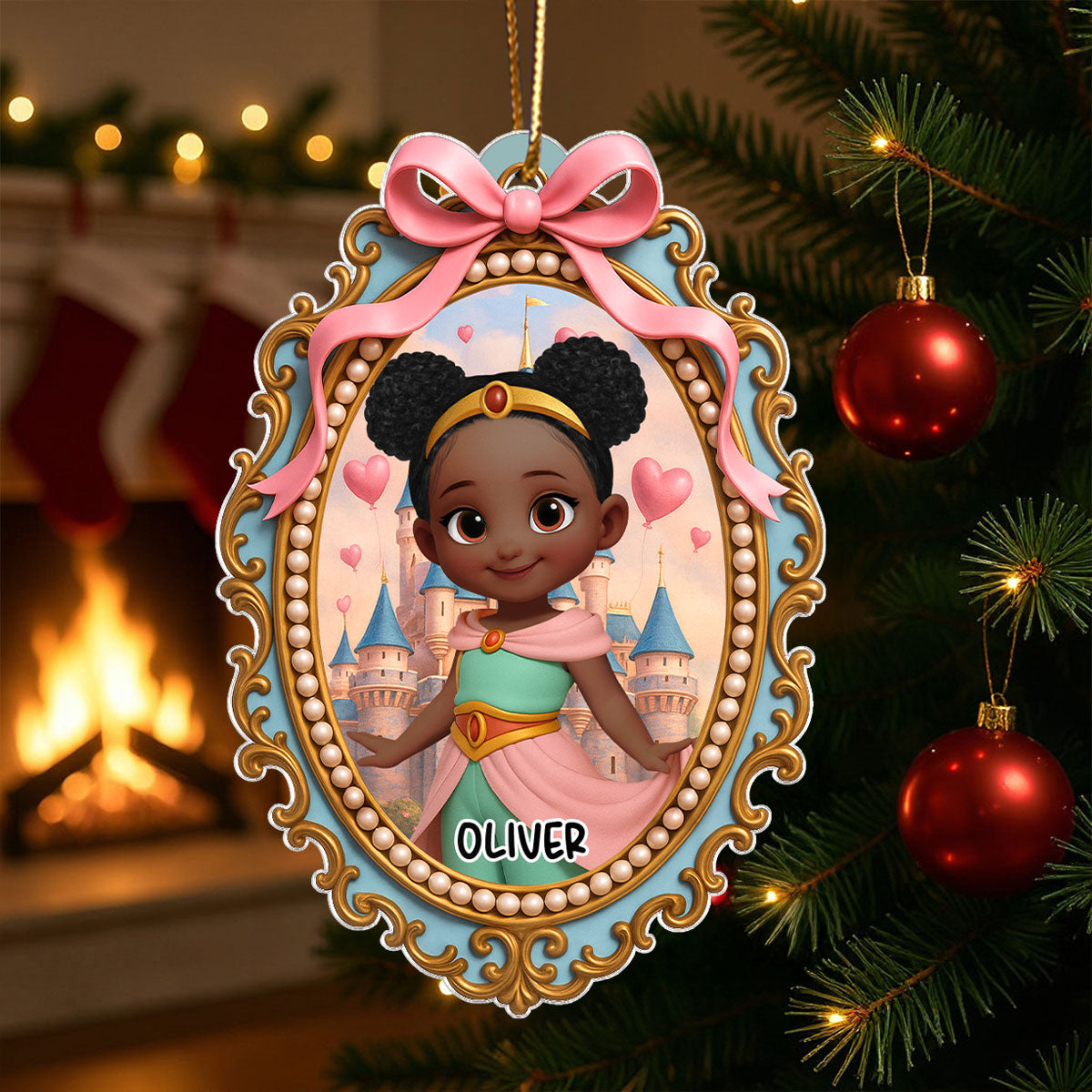 Magical Castle Coquette Bow Little Princess - Personalized Acrylic Ornament - Christmas Gift For Granddaughter Daughter