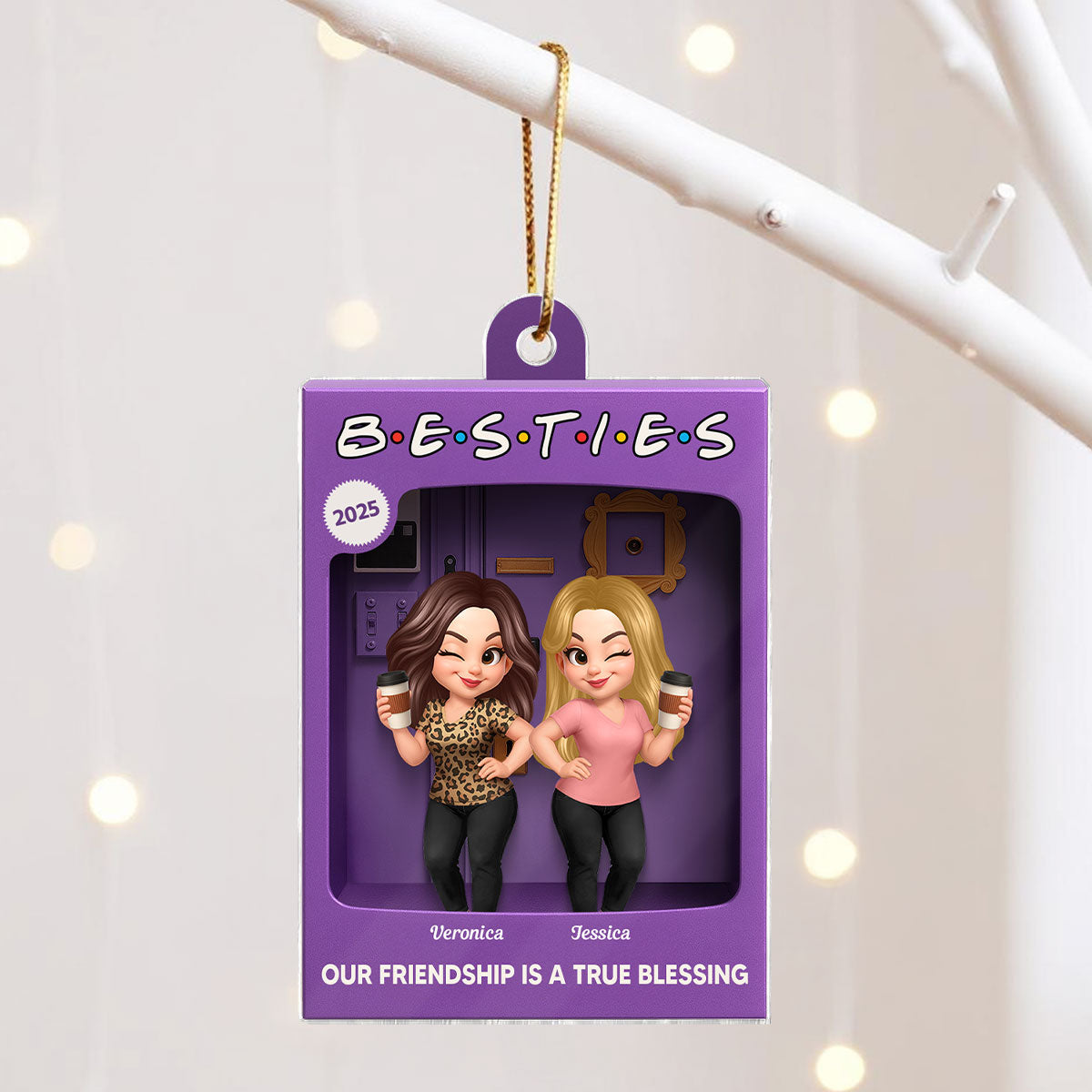 [BUY 2 GET 1 FREE] Besties Personalized Acrylic Ornament - Purple Toy Box Style Christmas Gift