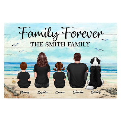 Custom Family Retro Vintage Beach Landscape Poster, Gift For Husband, Dad, Grandpa