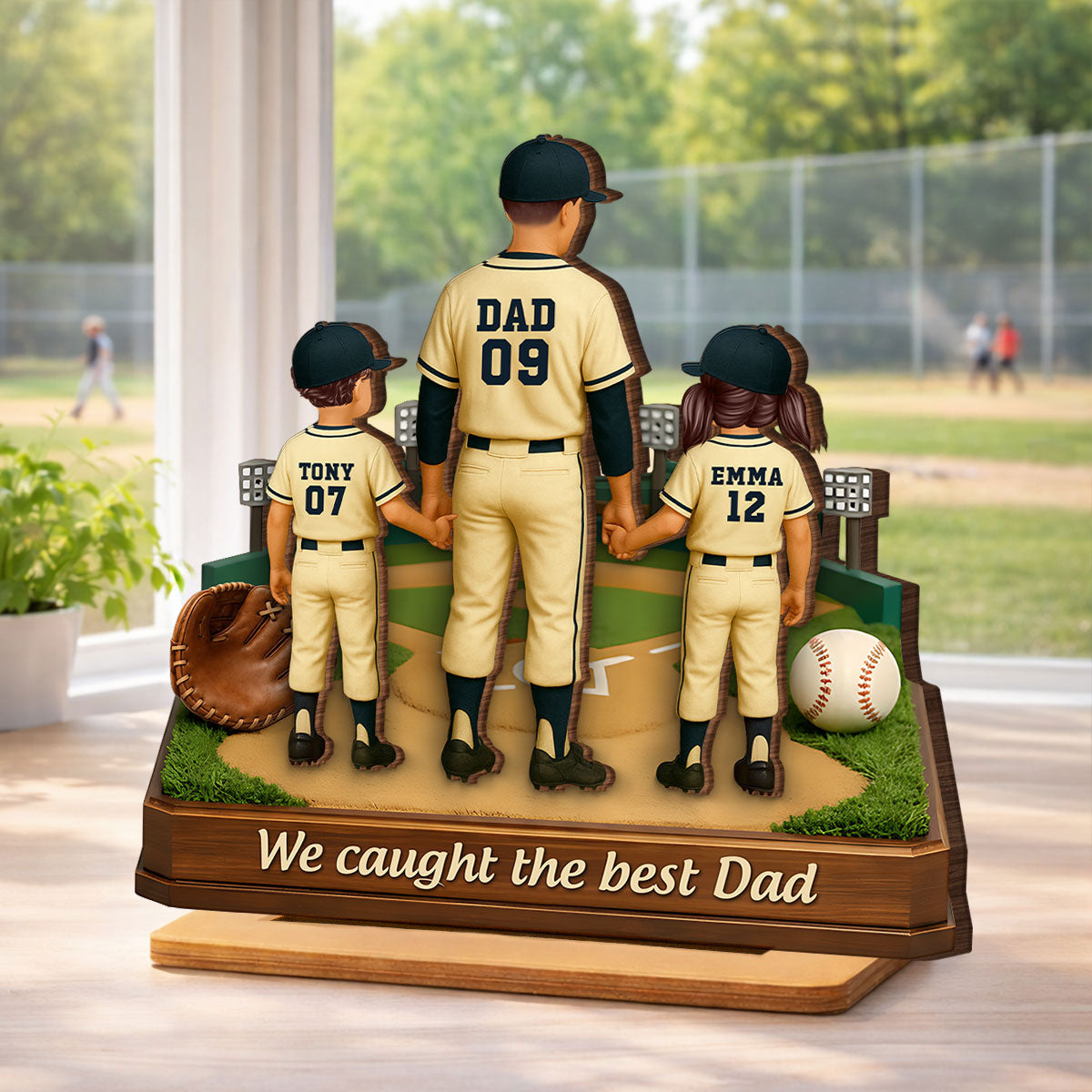 We Caught The Best Dad Baseball - Personalized 2-Layered Wooden Plaque - Heartfelt Gift For Dad, Grandpa